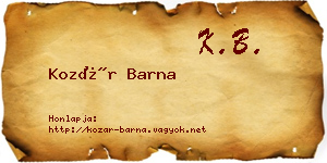 Kozár Barna névjegykártya